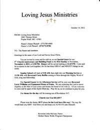 Pastor Leroy Williams at Loving Jesus Ministries Nov 4 2012 Church Anniversary and Building Fund